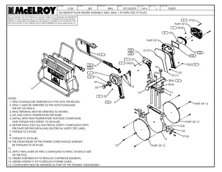 McElroy Part 724201 - 26/180 BP 240,50 HTR ASY W/PLG for sale
