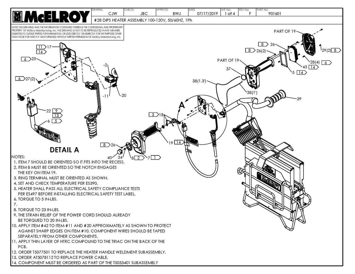 McElroy Part 901601 - 8DIPS 100-120,50/60,1 HTR ASSY for sale