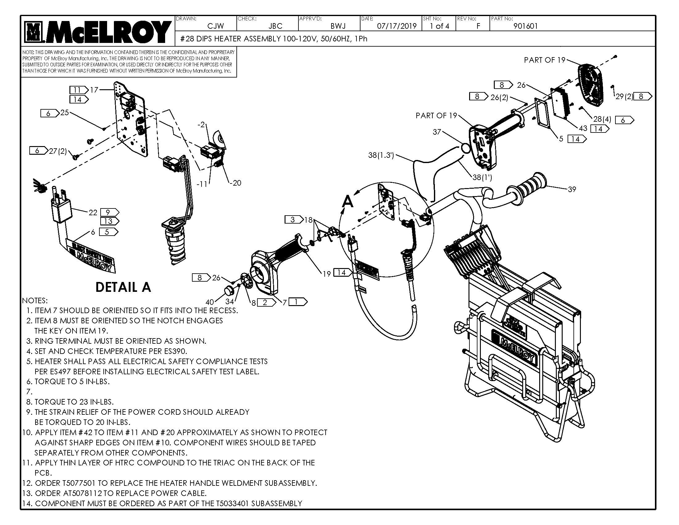 McElroy Part 901601 - 8DIPS 100-120,50/60,1 HTR ASSY for sale