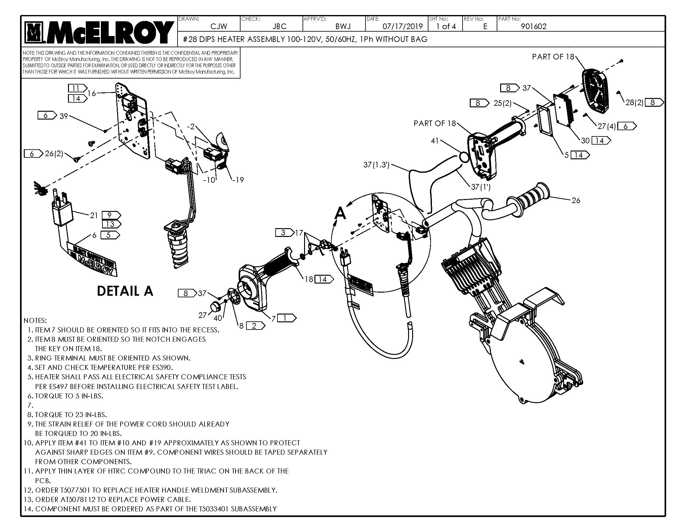 McElroy Part 901602 - 8DIPS 100-120 HTR ASSY W/O BAG for sale