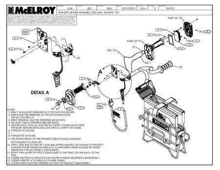 McElroy Part 901701 - 8DIPS 220-240,50/60,1 HTR ASSY for sale