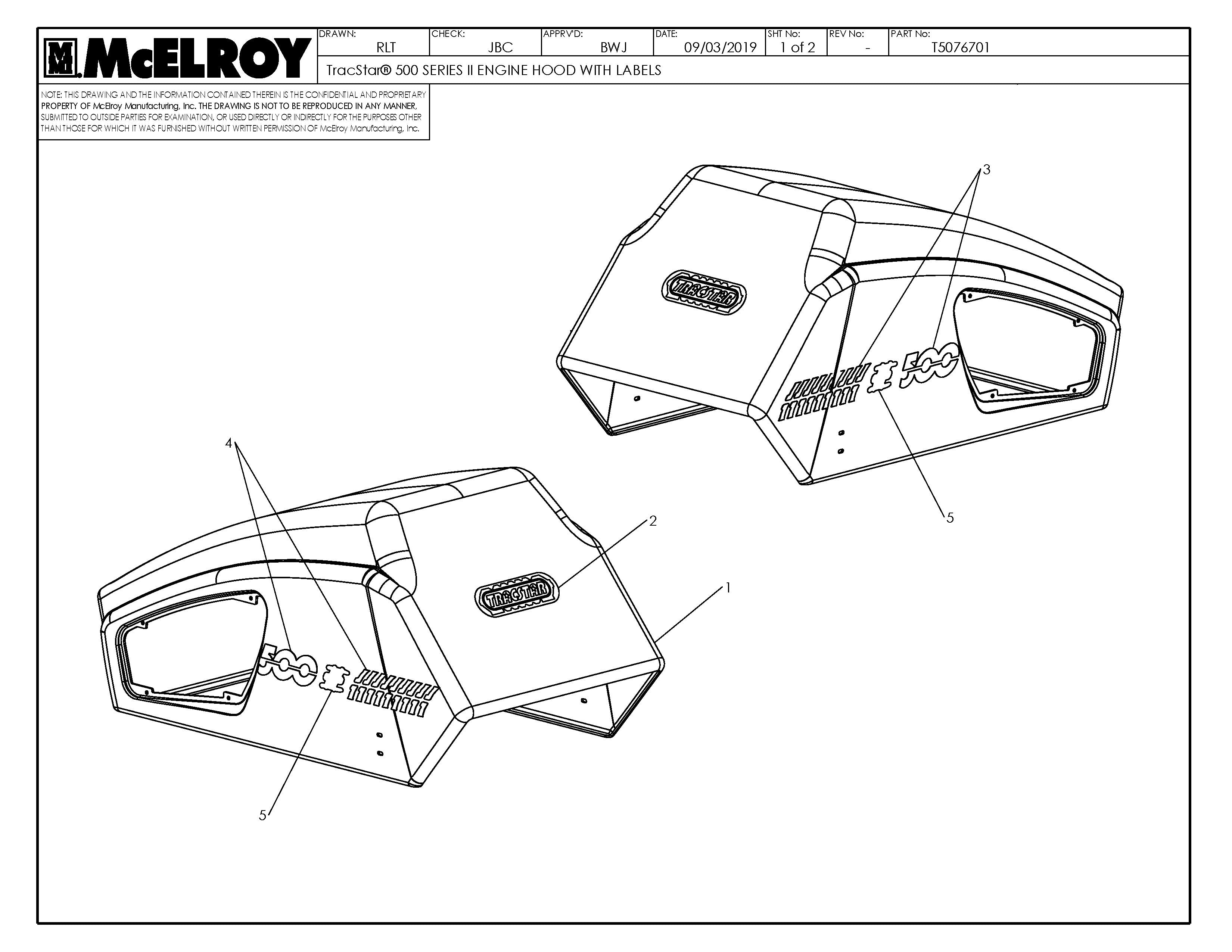 T5076701 - T500 S2 Eng Hood W/ Labels
