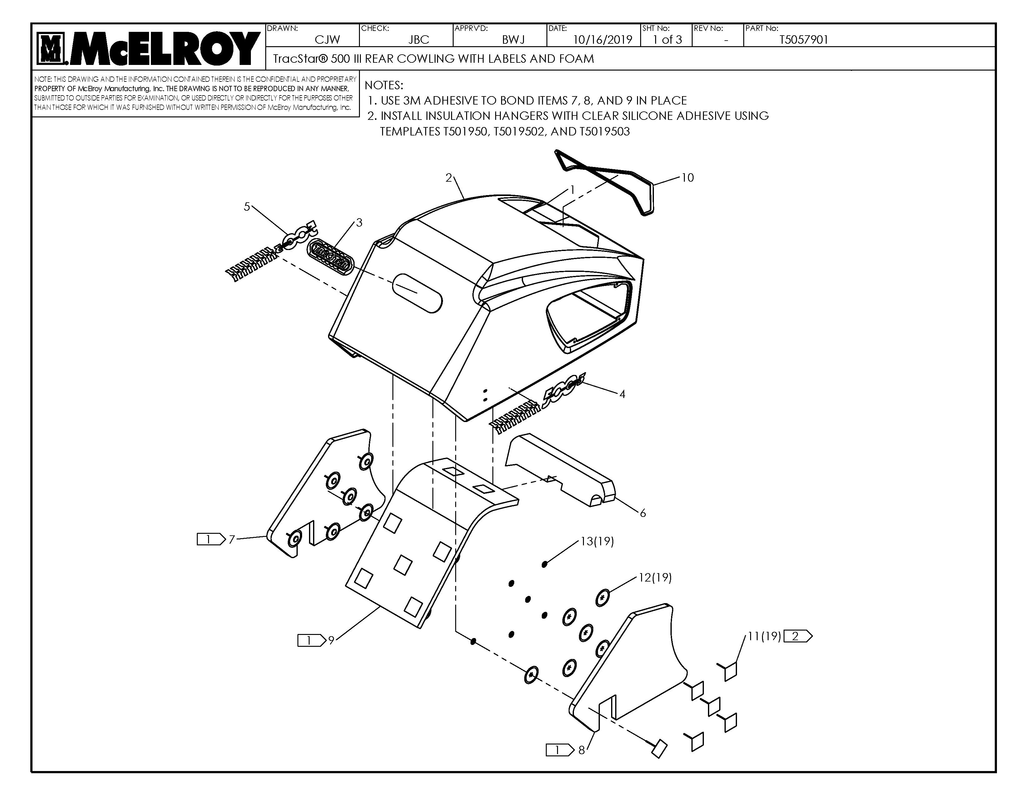 McElroy Part T5057901 - T500 III REAR CWLNG W/LBL&FOAM For Sale