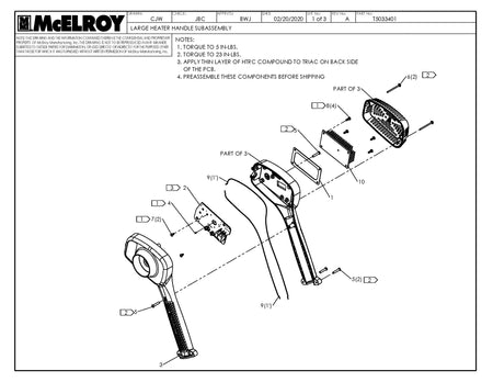 McElroy Part T5033401 - LARGE HEATER HANDLE SUBASSY For Sale