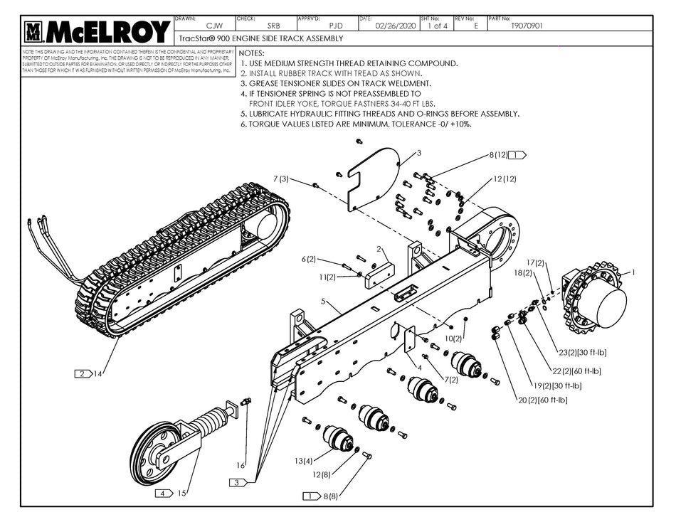 McElroy Part T9070901 - T900 ENGINE SIDE TRACK ASSY for sale