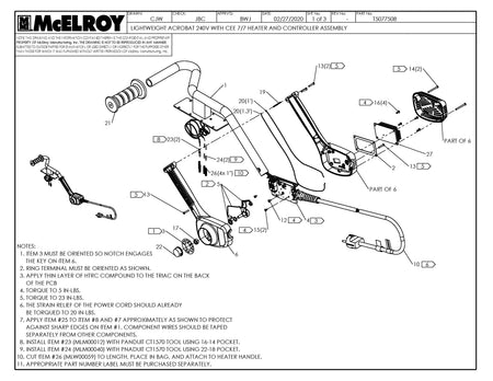 McElroy Part T5077508 - LW AC 240 CEE 7/7 HTR HDL& For Sale