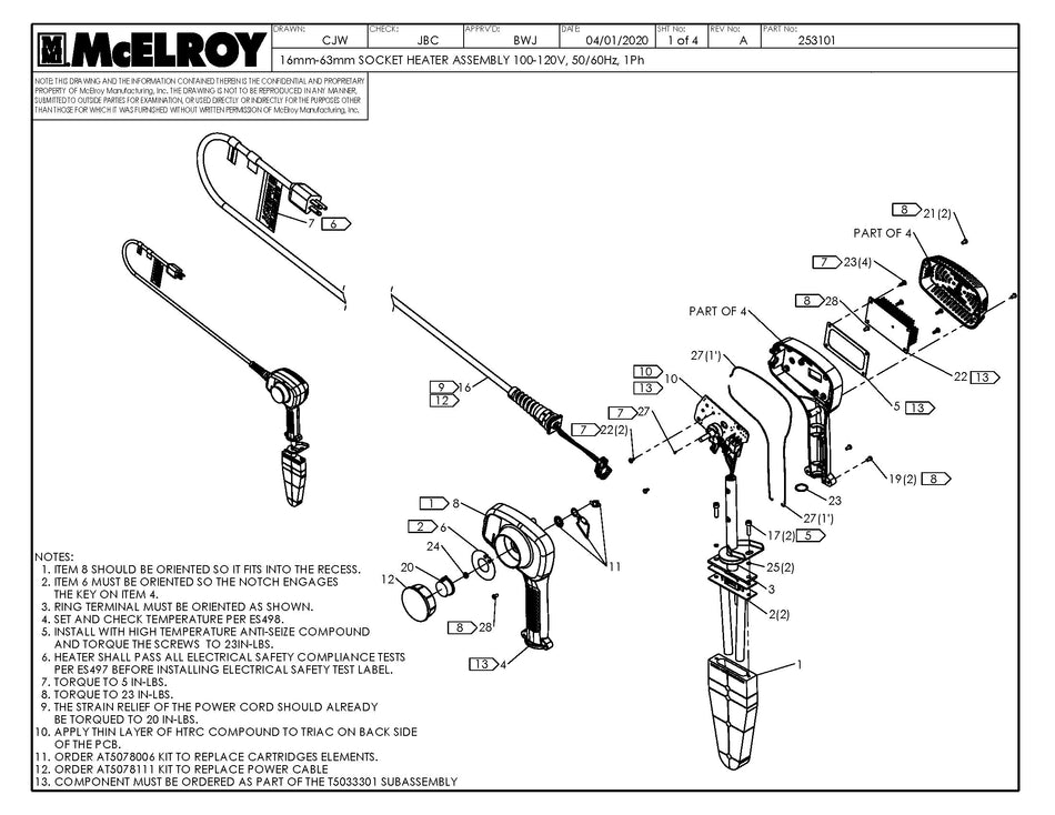 McElroy Part 253101 - 16-63MM 120V SOCKET HTR ASSY for sale