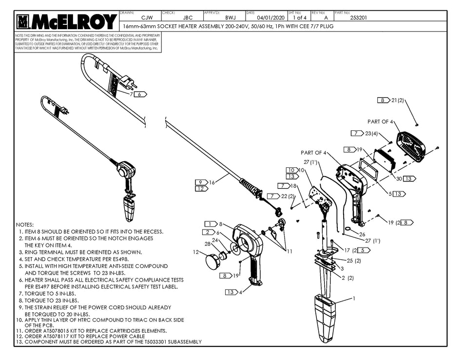 McElroy Part 253201 - 16-63MM 240V SOCKET HTR W/PLUG for sale