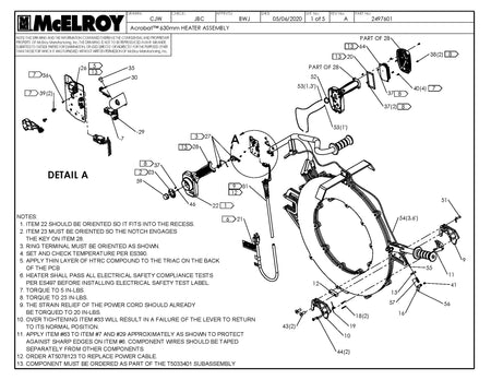 McElroy Part 2497601 - ACROBAT 630MM HEATER ASSY for sale