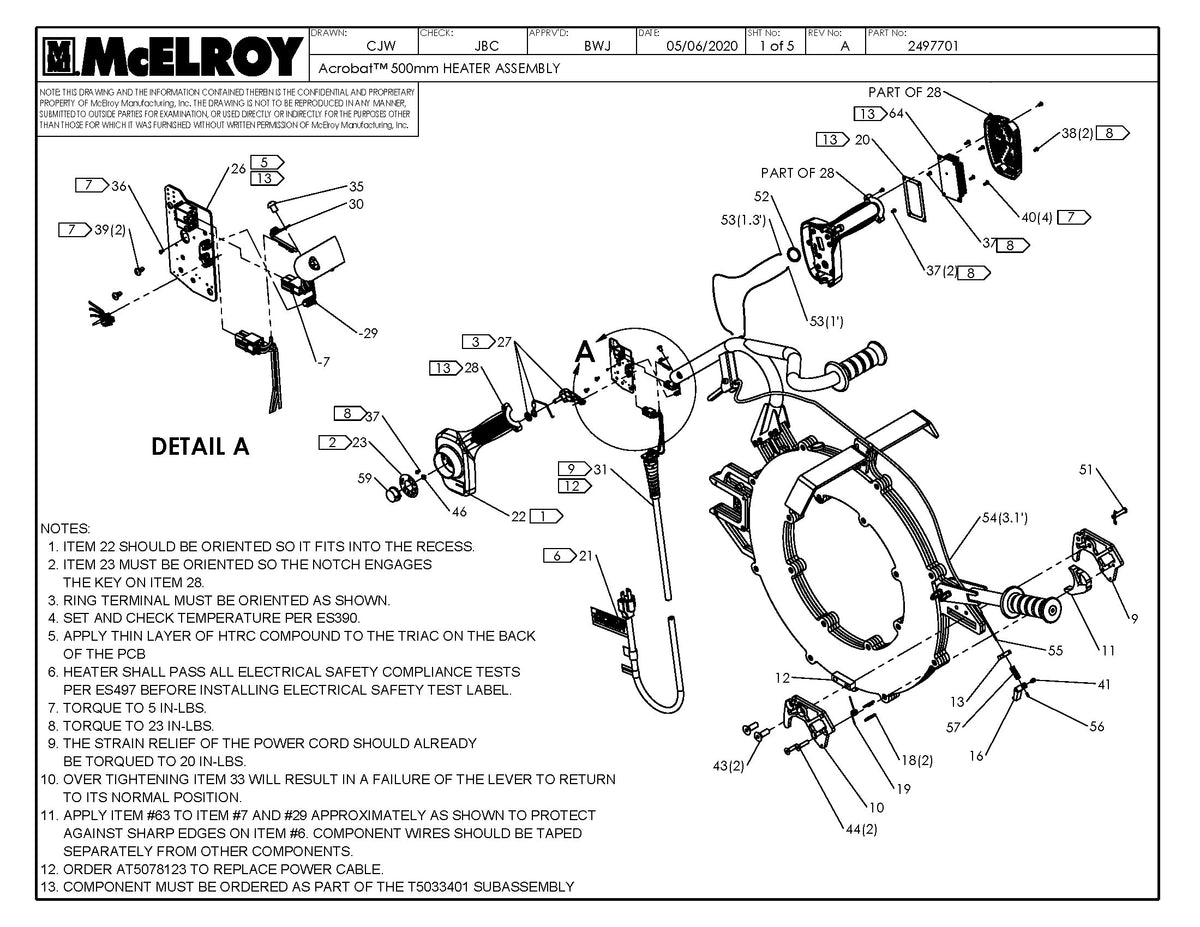 McElroy Part 2497701 - ACROBAT 500MM HEATER ASSY for sale