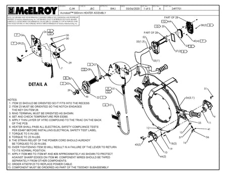 McElroy Part 2497701 - ACROBAT 500MM HEATER ASSY for sale