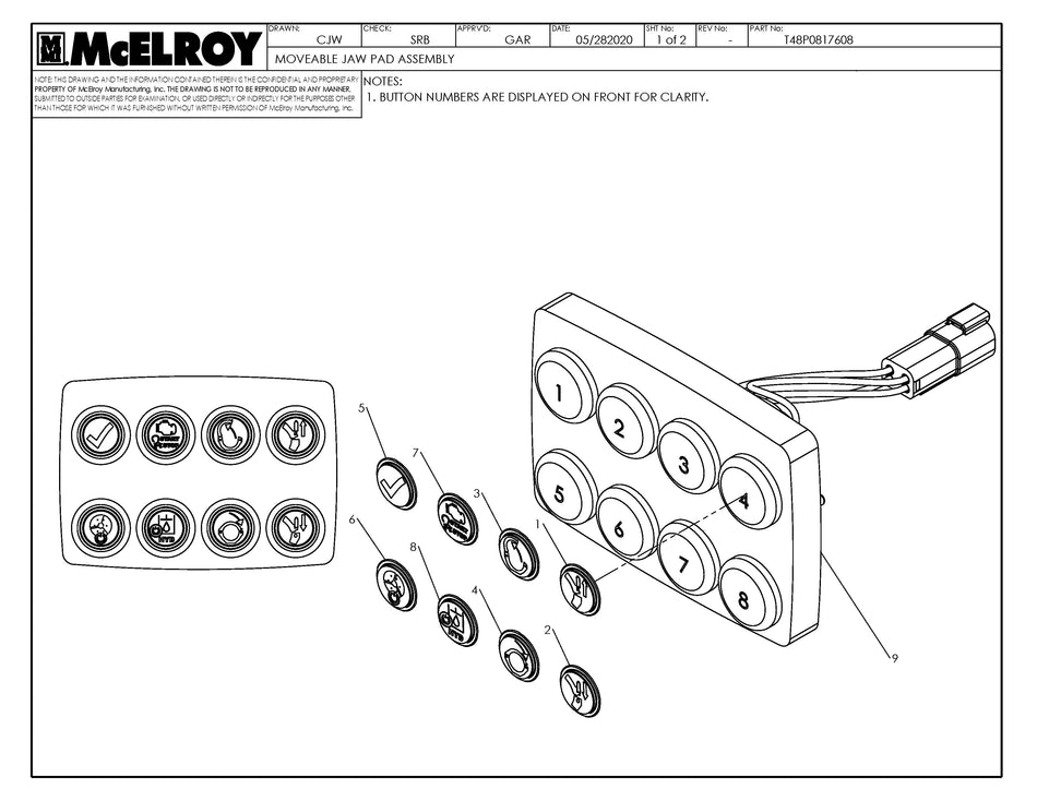 McElroy Part T48P0817608 - MOVEABLE JAW PAD ASSY For Sale