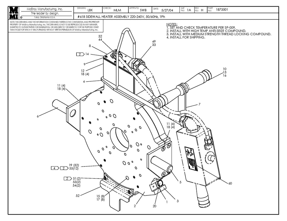McElroy Part 1873501 - 18 SIDEWALL HEATER ASSY for sale