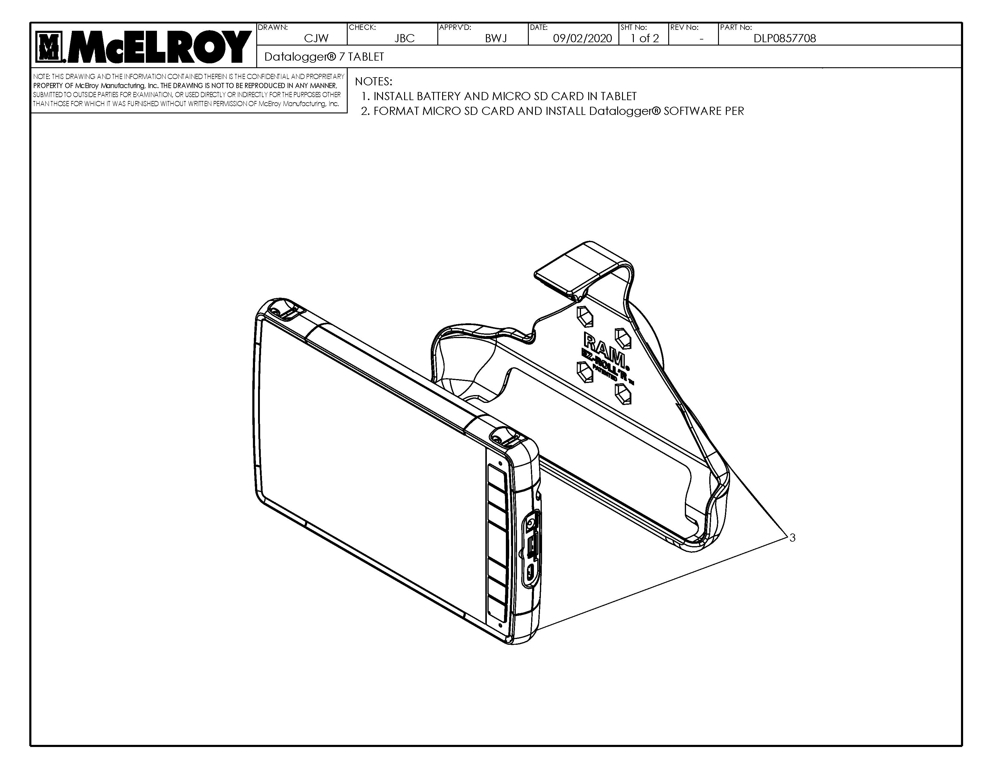 McElroy Part DLP0857708 - DL 7 TABLET For Sale