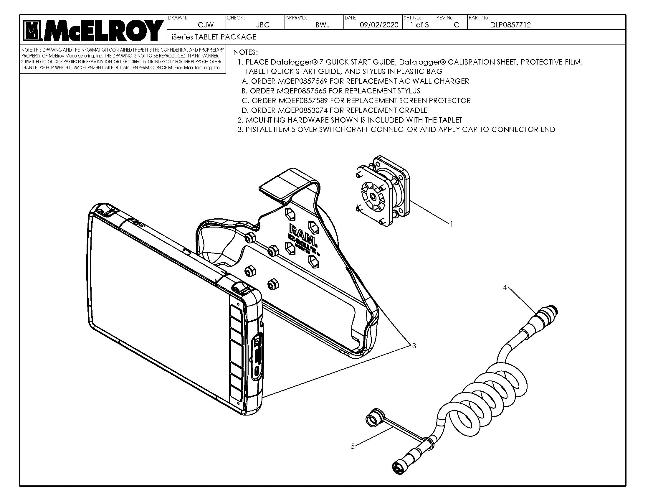 McElroy Part DLP0857712 - I SERIES TABLET PKG for sale