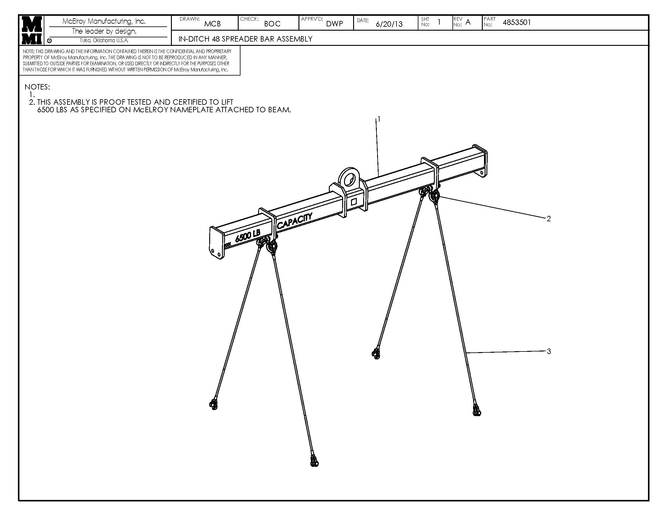 McElroy Part 4853501 - IN-DITCH 48 SPREADER BAR ASSY for sale
