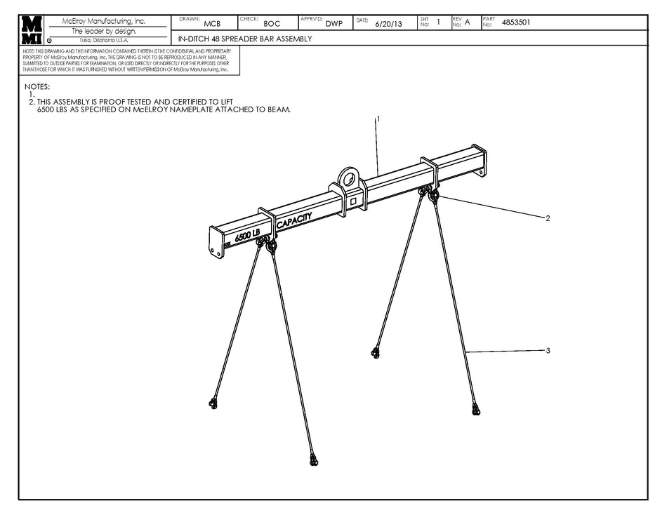 McElroy Part 4853501 - IN-DITCH 48 SPREADER BAR ASSY for sale