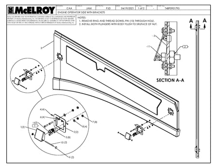 McElroy Part T48P0901795 - ENG OPERATOR SIDE W/ BRACKETS for sale