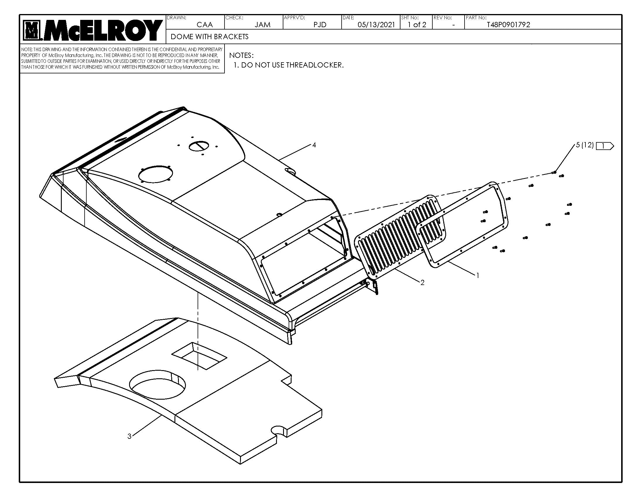 McElroy Part T48P0901792 - DOME W/ BRACKETS for sale