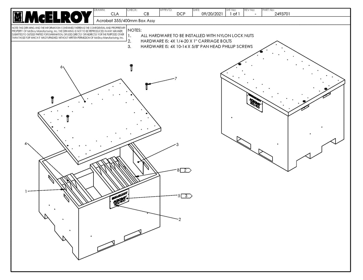 McElroy Part 2493701 - ACROBAT 355/400MM BOX ASSY for sale